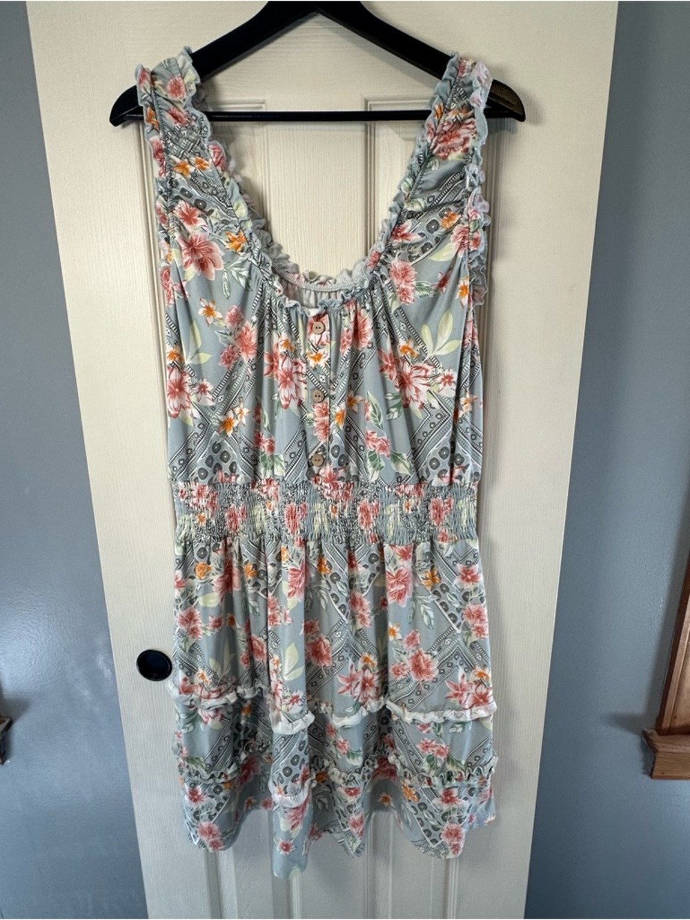 Yellow Floral Ruffle Sundress - Picture 2 of 4